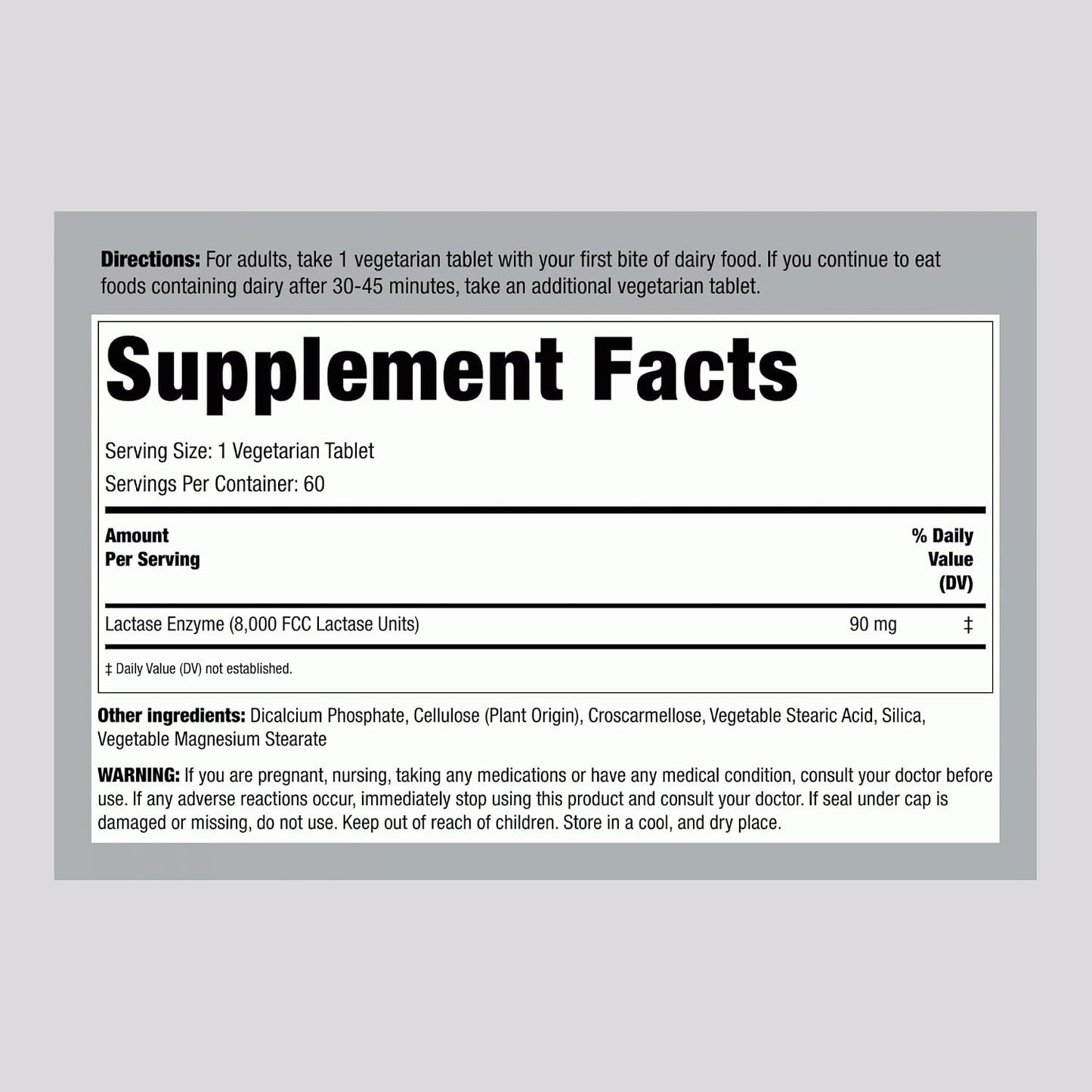 Piping Rock Fast Acting Lactase Enzyme | 8000 FCC | 60 Tablets | Dairy Relief Supplement | For Men and Women | Premium Formula | Vegetarian, Non-GMO, Gluten Free