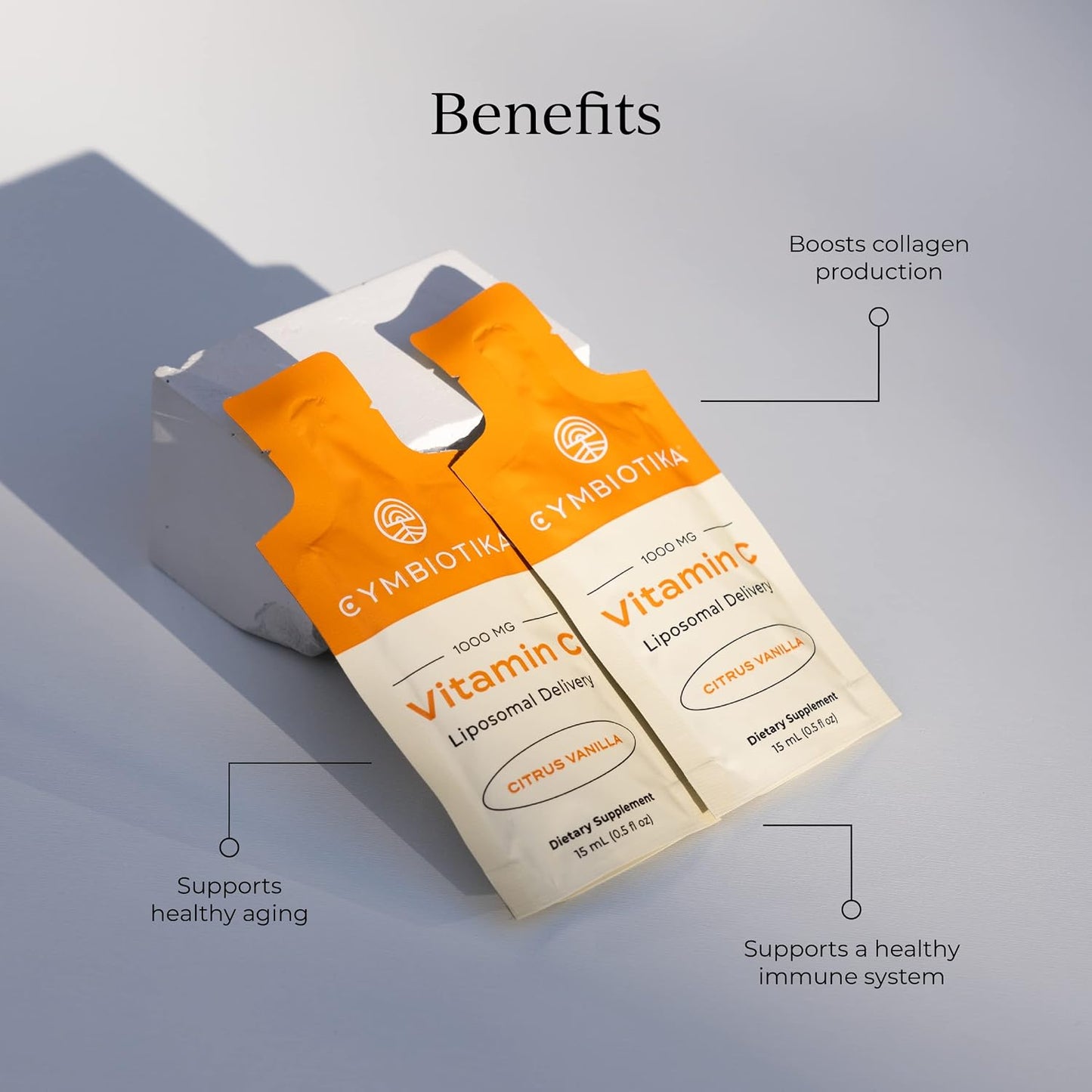 CYMBIOTIKA Liposomal Vitamin C & Vitamin D3 Bundle for Adults, Supplement for Immune Support, Collagen Boost, Heart Health & Bone Health, Energy Booster