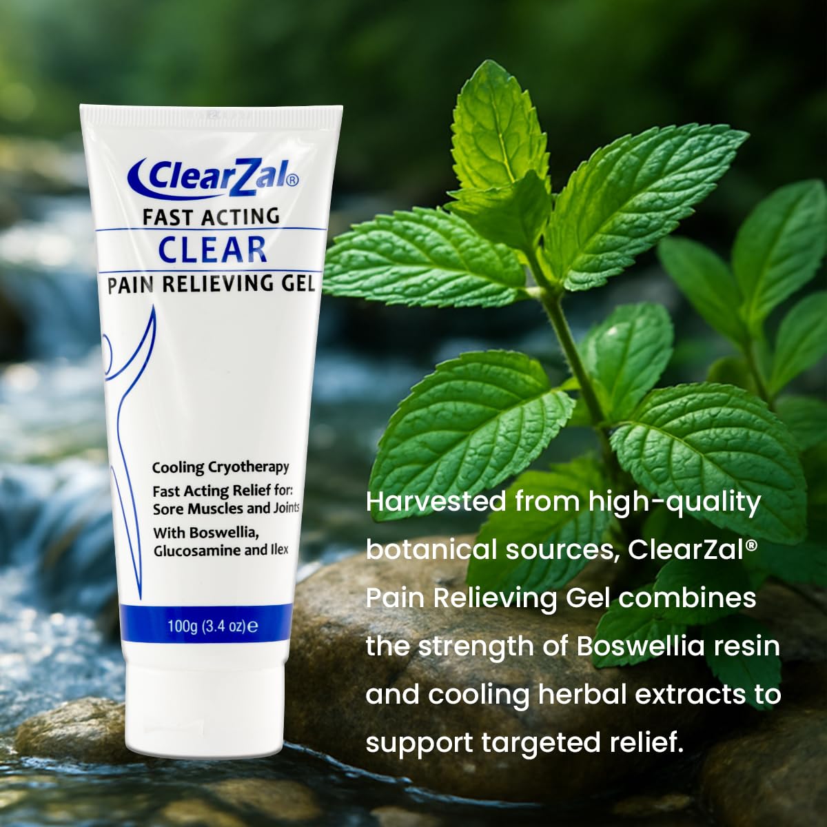 ClearZal Fast Acting Clear Pain Relieving Gel with Cooling Cryotherapy, Boswellia and Glucosamine for Sore Muscles and Joints, Soothing Cooling Gel 3.4 oz ClearzalBuy Supplements Australia