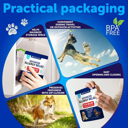 Dog Allergy Relief Chews + Probiotics Bundle - Omega 3 for Skin & Coat, Anti-Itch, Hot Spots Treatment, Immune Support - Probiotics & Prebiotics for Gut Health, Yeast Balance