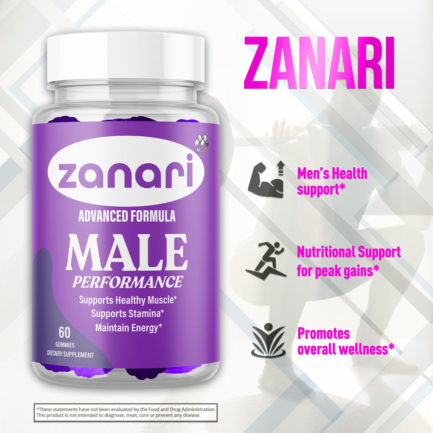 Zanari Gummies, Official Zanari Gummys for Men with All Natural Ingredients, Advanced Formula for Optimal Health & Total Wellness Support with Maximum Strength Active Lifestyle Vitamins (60 Gummies) MJO buy supplements Au