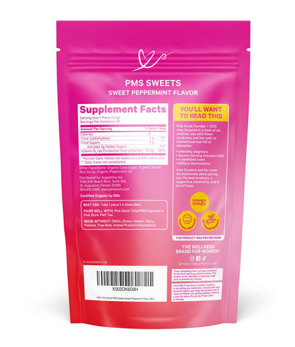 Pink Stork Organic PMS Support Sweets for Teens and Women - Simple & Natural Ingredients Vitamin B6 and Peppermint - Period, Digestion, Bloating, Mood Swings - 30 Drops