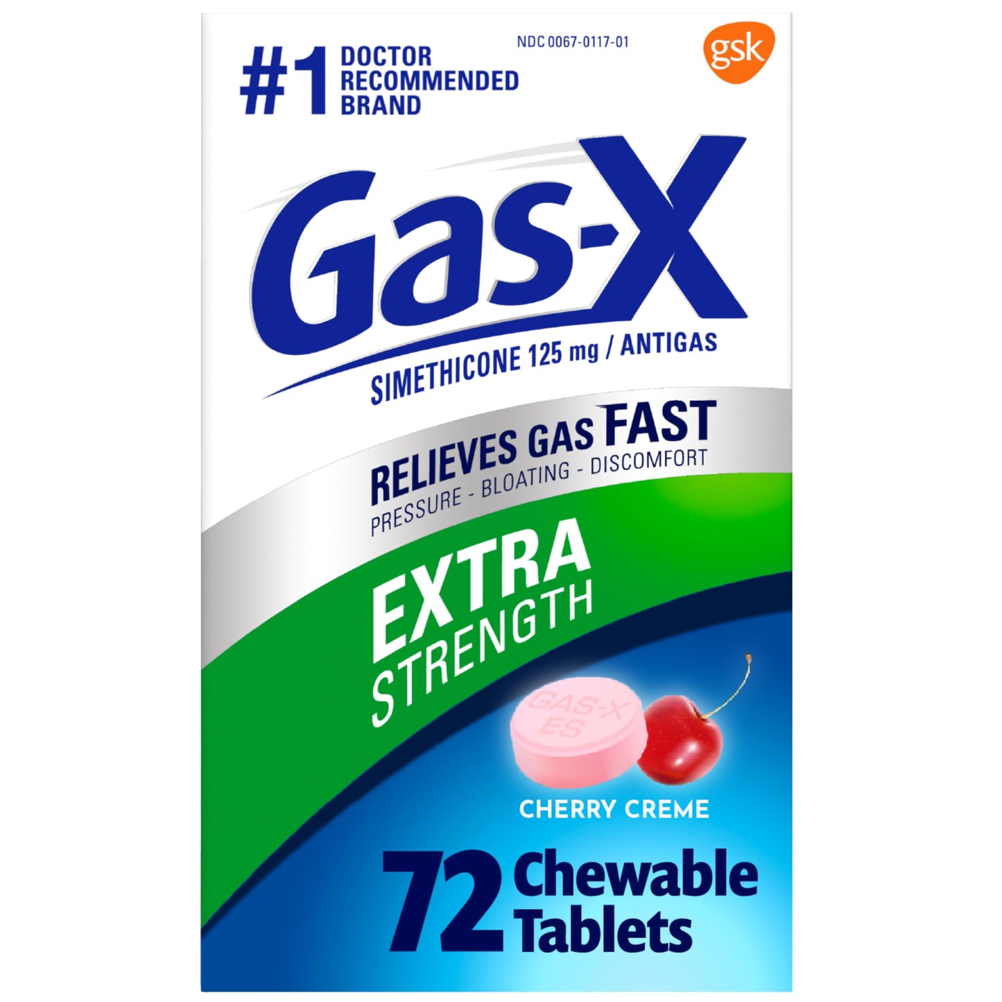 Gas-X Extra Strength Chewable Gas Relief Tablets with Simethicone 125 mg for Bloating Relief, Cherry - 72 Count Gas-X buy supplements Au