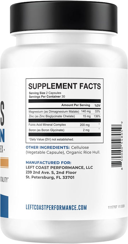 Minerals for Men with Fulvic Acid Complex, 60 Count | Fulvic Minerals, Boron, Zinc & Magnesium - Supports Men's Health & Vitality - USA Sourced Minerals, 3rd Party Tested