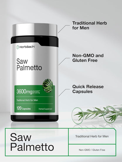 Horbäach Saw Palmetto Extract | 120 Capsules | from Saw Palmetto Berries | Non-GMO and Gluten Free Formula