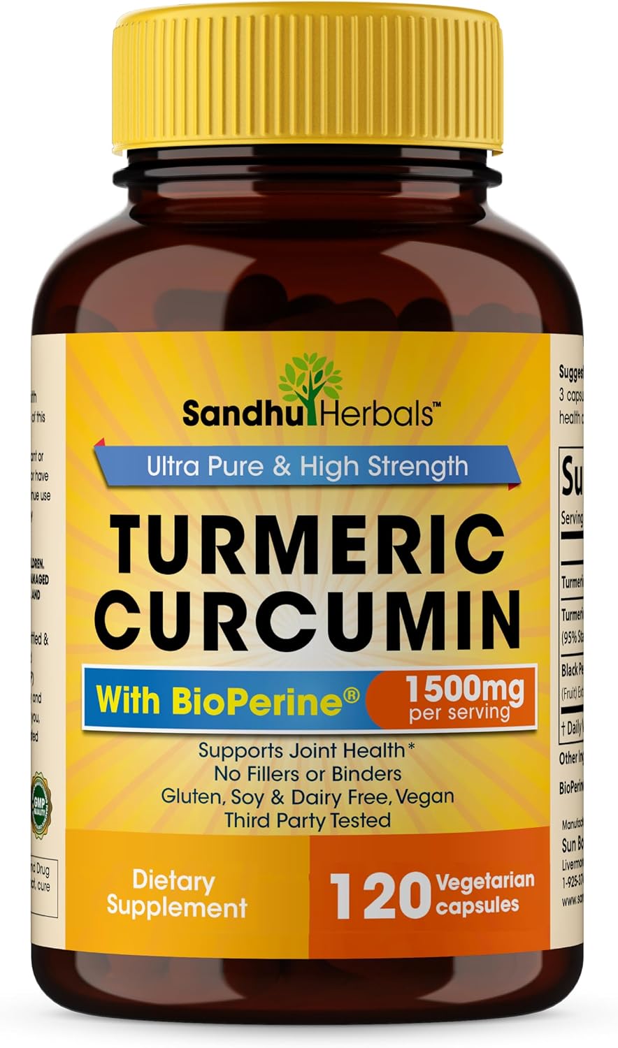 Sandhu Herbals Seamoss & Turmeric Curcumin with Bioperine Capsules | Supports Immune, Digestive, Cognitive, Skin & Hair Health