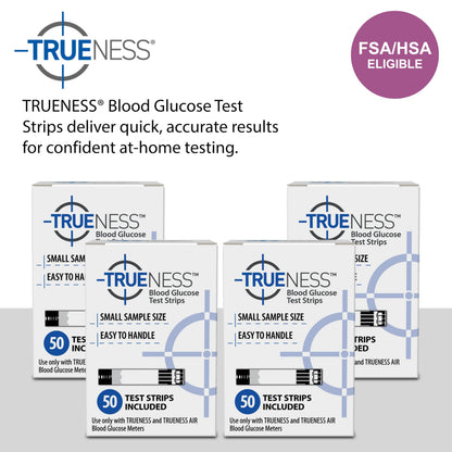 TRUENESS Blood Glucose Test Strips, 50 Count | Blood Glucose Test Strips Compatible with TRUENESS Family of Self Monitoring Blood Glucose Meters, Fast 5 Second Results