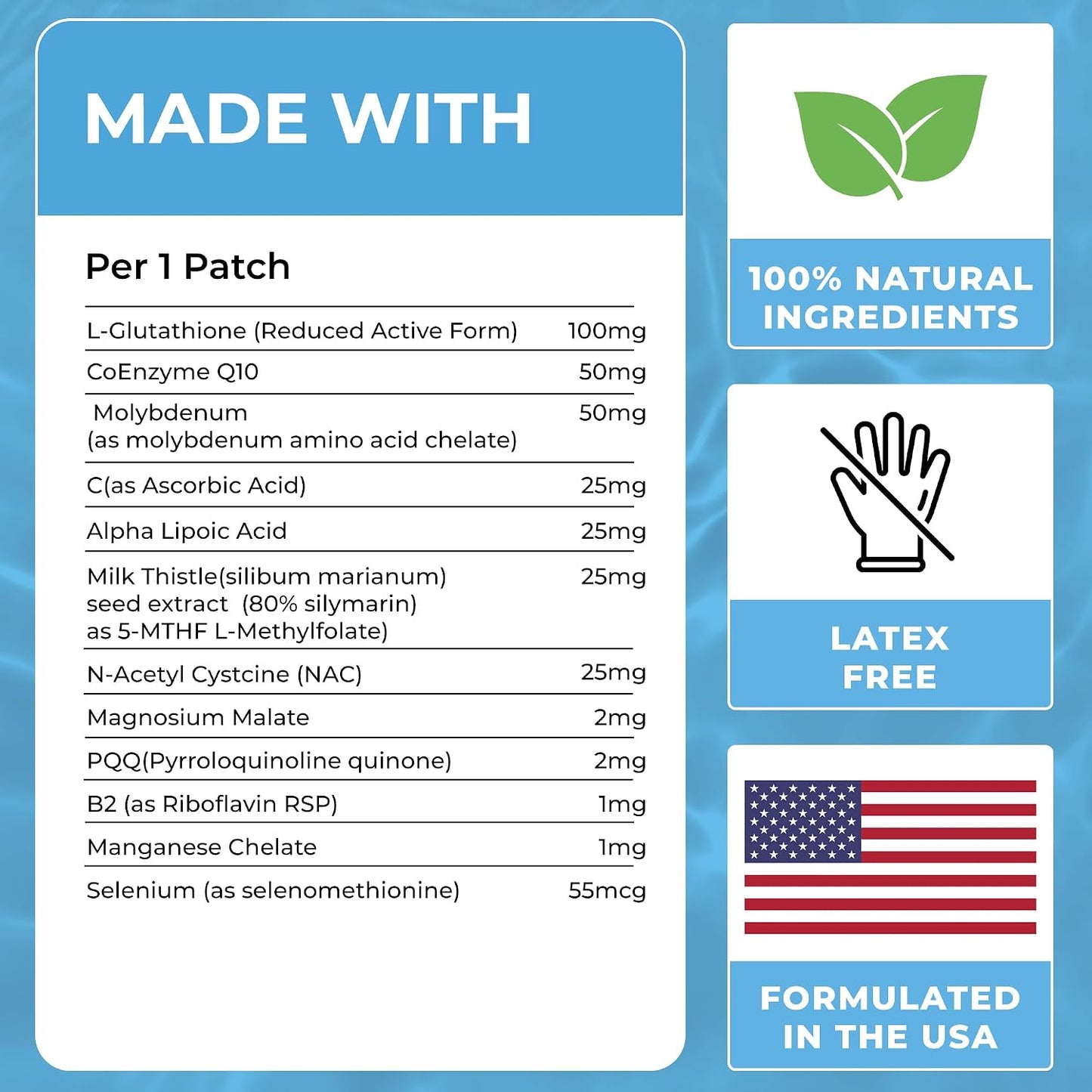 Collagen Patches (Pack of 60) - 100% Natural Patch for Women and Men | Body & Skin Support, With Glutathione, Firming, Focus, Energy, Enhanced Formula