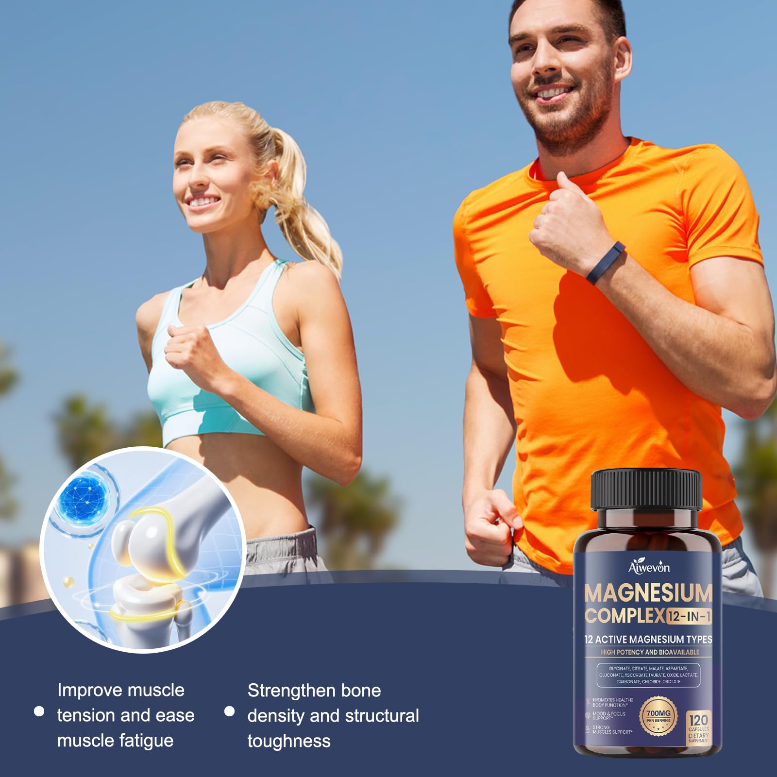 Magnesium Complex 700mg, 12 in 1 Magnesium Supplement with Glycinate, Citrate, Malate, Oxide, Taurate & Orotate, High Absorption Magnesium for Sleep, Muscle, Nerve & Heart Support, Vegan, 120 Capsules Aiwevon buy supplements Au