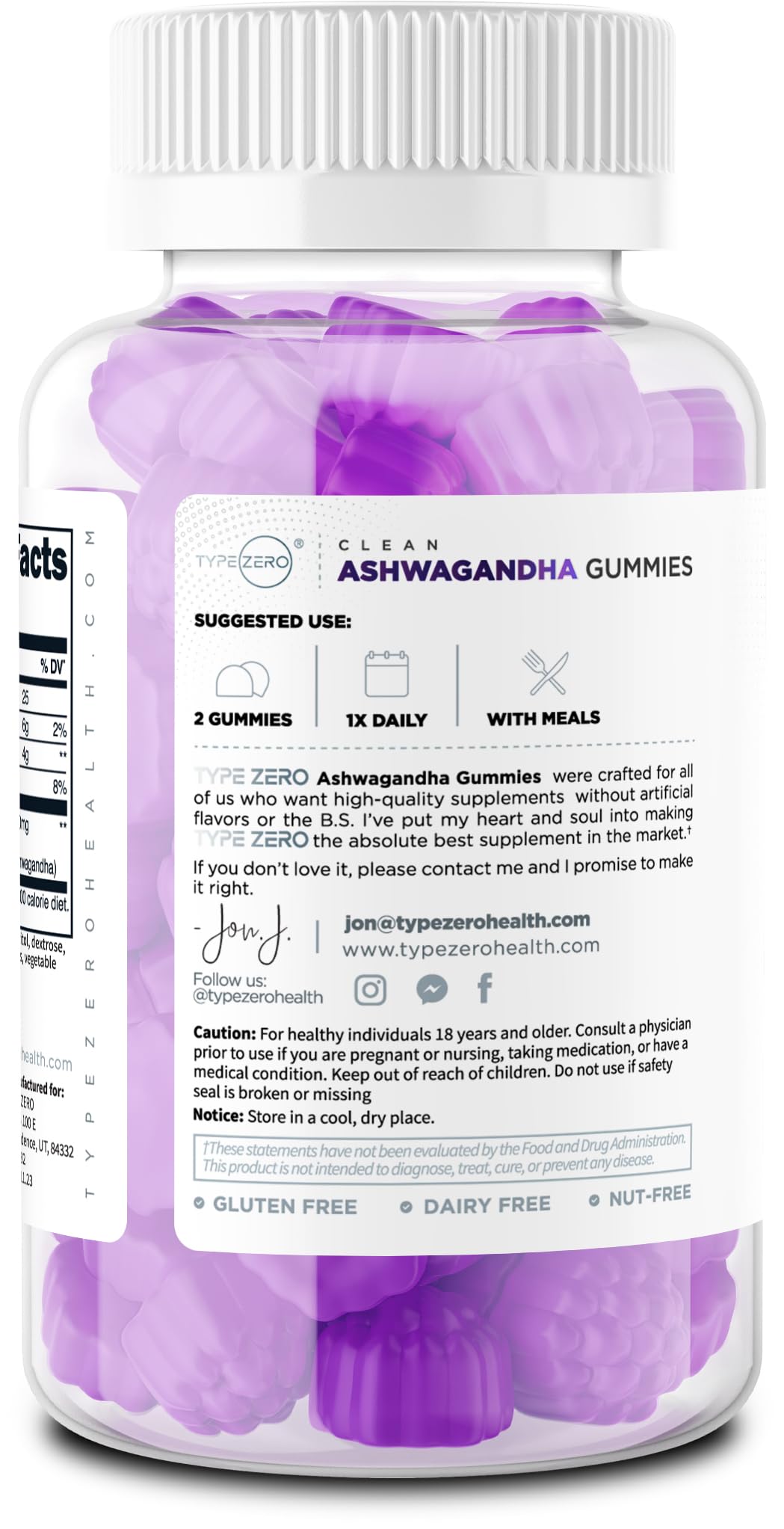 Type Zero Ashwagandha Gummies 60 Gummies for 30 Servings Per Bottle - Ashwagandha Herbal Extract Supplement, Gluten Free, GMO Free Type Zero buy supplements Au