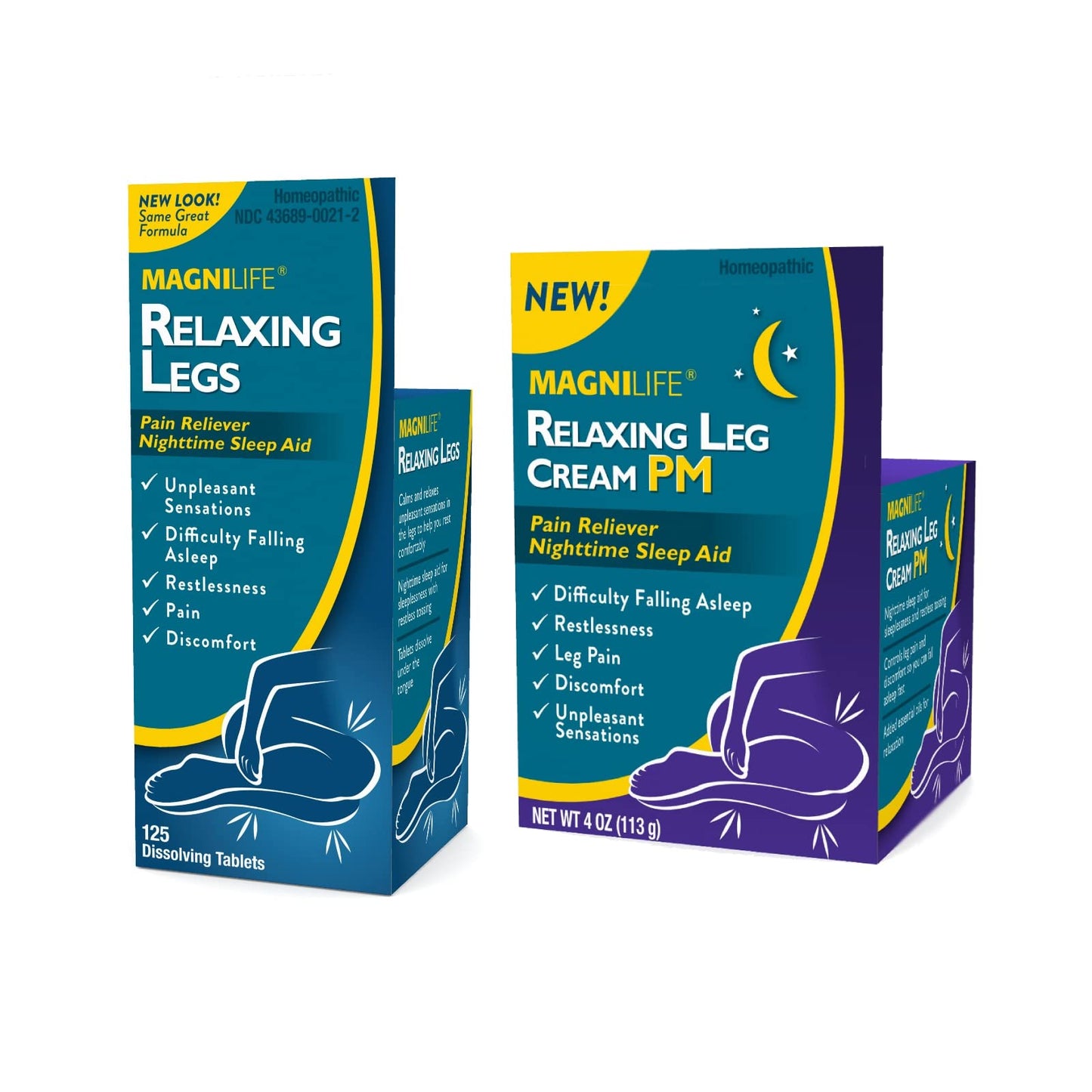 MagniLife Relaxing Legs 125 Count Quick Dissolve Tablets Relaxing Leg Cream PM 4oz Jar Restless Legs MagniLifeBuy Supplements Australia