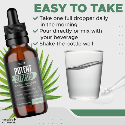 PotentStream Drops – Plant Extract Liquid – 1 Month Supply | Liquid drops with plant extracts, original formula | Made in USA | Take by dropper, mixes into water