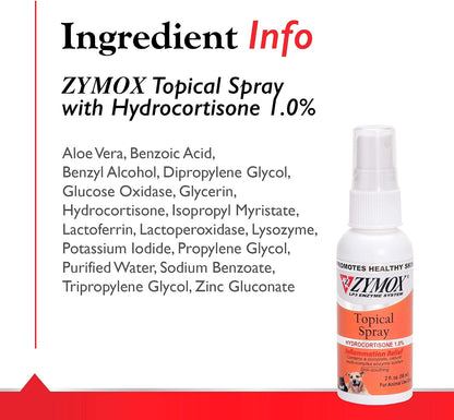 Zymox Topical Hot Spot Spray for Dogs and Cats with 1% Hydrocortisone, 2oz