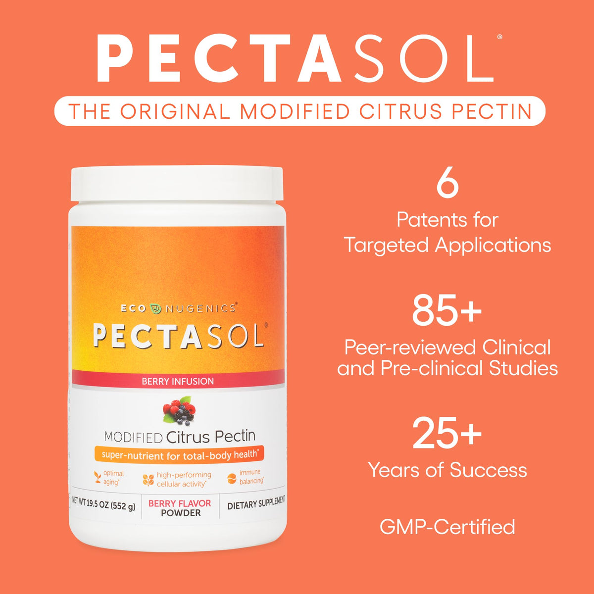 PectaSol Modified Citrus Pectin – 454g Powder – Total-Body Health Supplement to Support the Heart, Immune System, Inflammation Response & Healthy Aging + Maintain Healthy Galectin-3 Levels