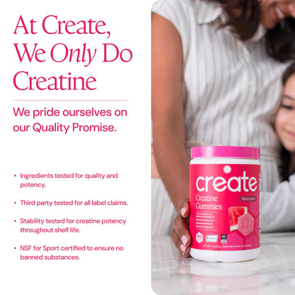 Create Creatine Monohydrate Gummies for Men & Women, Boost Focus, Strength, and Endurance, Anti-Melting Formula, Vegan, Gluten-Free, Non-GMO, 1.5g of Creatine per Gummy (Orange)