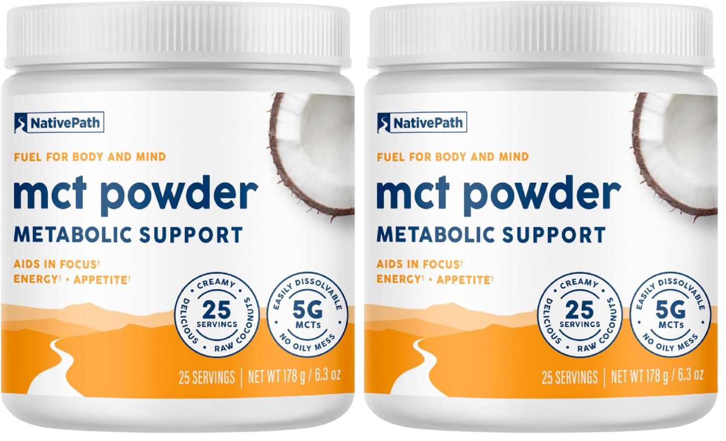 NativePath MCT Oil Powder, Keto C8 & C10, Unflavored, 25 Servings | From Coconut, Supports Clean Energy & Ketones, Coffee & Smoothies, Dairy-Free, Prebiotic Acacia Fiber