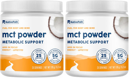 NativePath MCT Oil Powder, Keto C8 & C10, Unflavored, 25 Servings | From Coconut, Supports Clean Energy & Ketones, Coffee & Smoothies, Dairy-Free, Prebiotic Acacia Fiber