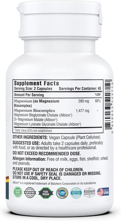 Kappa Nutrition® Magnesium for Menopause | Menopause & Hormonal Support for Women 40+ | Albion® Magnesium Biocomplex | Supports Calm, Sleep & Muscle Relaxation | Vegan | 90 Capsules (45 Servings)