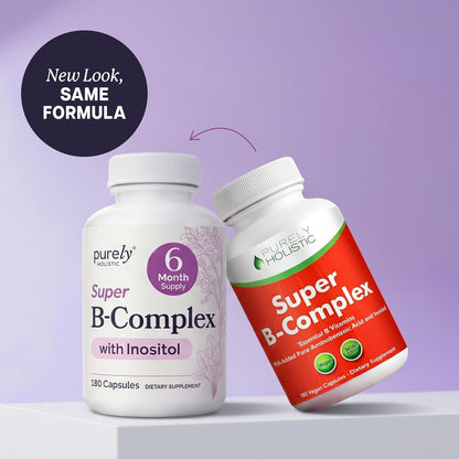Vitamin B Complex, B1, B2, B3, B5, B6, B7, B9, B12 Inositol, 6 Month Supply | Energy Immune & Nervous System Support, Super B Complex Vitamins for Women & Men, One-A-Day, Vegan & Non-GMO, 180 Capsules