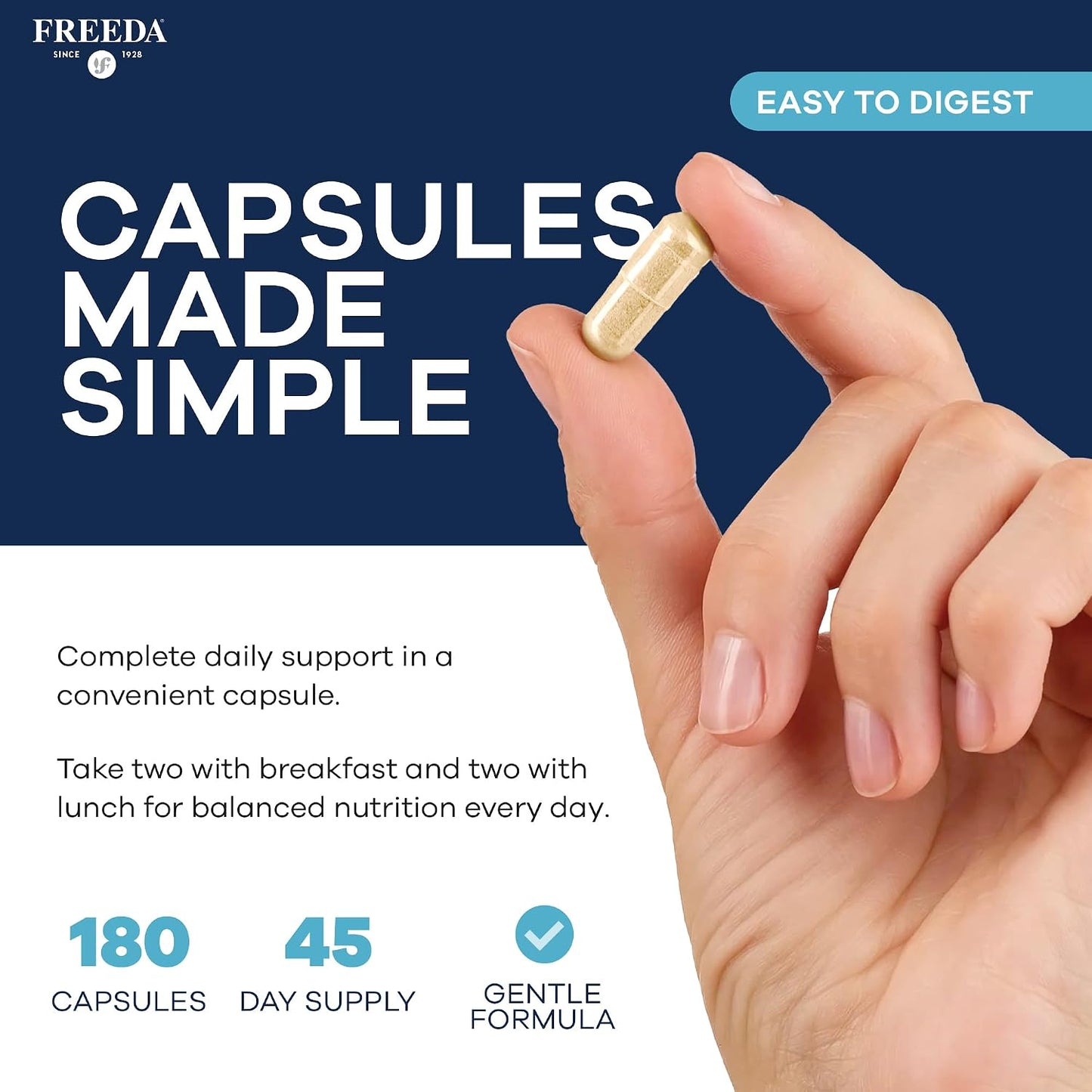 FREEDA SCD Multivitamin – Daily Multivitamin Supplement for Men & Women – Vegan, Gluten-Free, SCD Legal – Kosher Certified Adult Vitamins – Specific Carbohydrate Diet Friendly – 180 Capsules | SCD Legal Formula with Essential Vitamins & Minerals for Men a