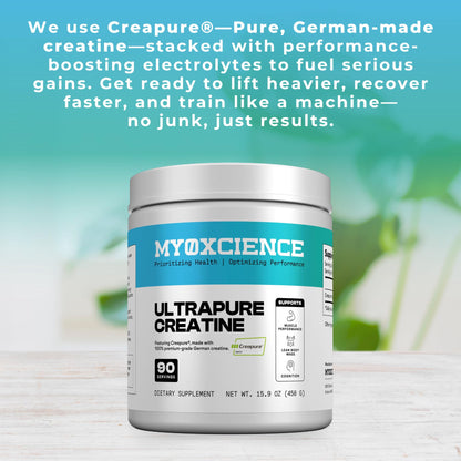 MYOXCIENCE Creapure® Creatine Monohydrate | Supports Strength & Muscle Mass, Cognition and Lean Body Mass | Unflavored (60 Serving Jar)