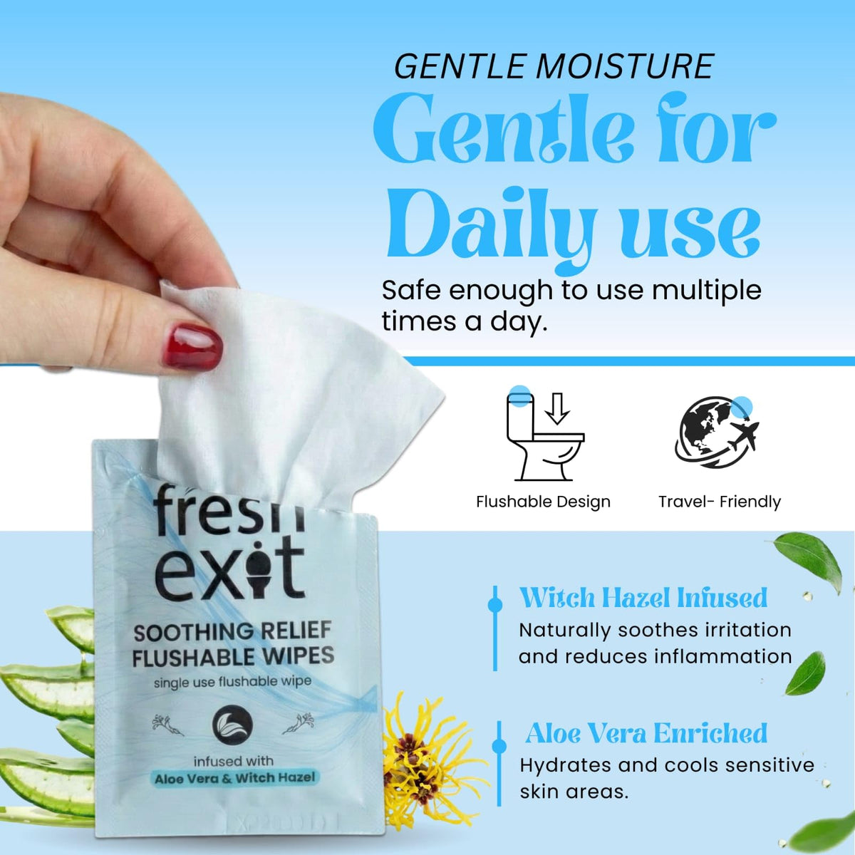 FreshExit Flushable Hemorrhoid Wipes – 36 Count – Individually Wrapped with Witch Hazel & Aloe Vera, Large Discreet Travel Wipes for Adults, Soothing & Gentle on Skin FreshExitBuy Supplements Australia