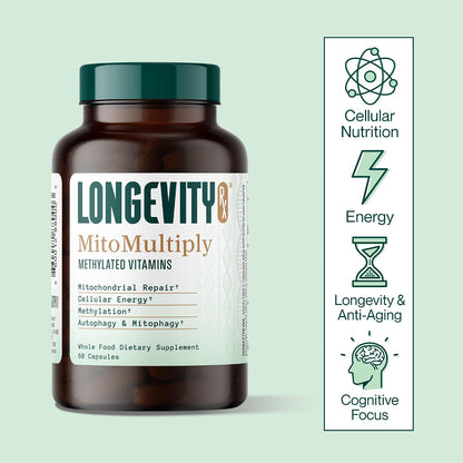 MitoMultiply – Mitochondrial Support with Glutathione, SOD, Catalase, NADH, Bacillus Subtilis – Boosts Cellular Energy, Absorption, Bioavailability – 60 Capsules