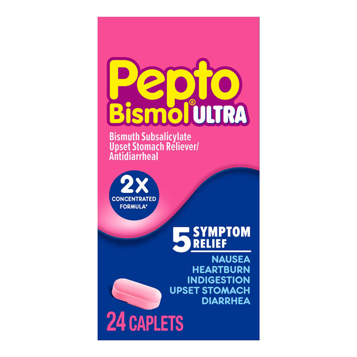 Pepto Bismol ULTRA Caplets, Upset Stomach Relief, Nausea Relief, Heartburn Relief, Indigestion Relief, Anti Diarrhea Medication for Adults - 5 Symptom Relief, 24 ct Pepto Bismol buy supplements Au