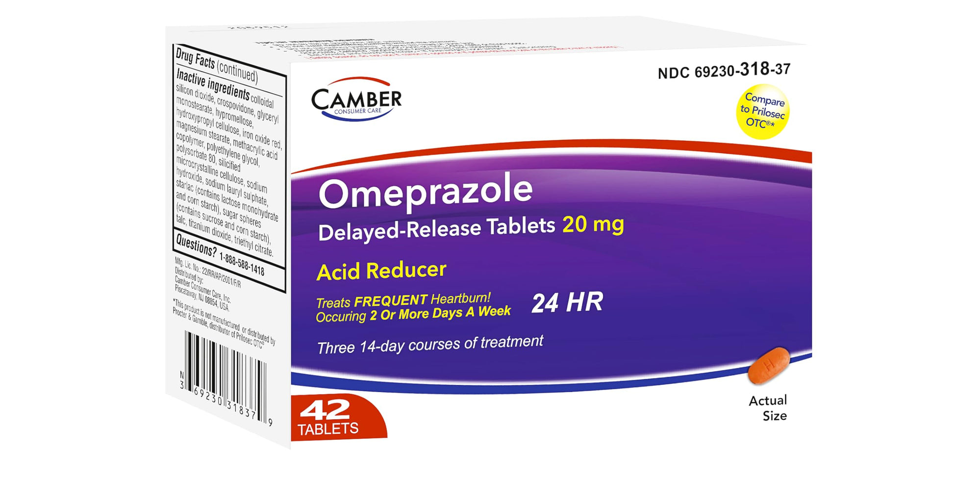 Camber Omeprazole 20mg Delayed-Release Tablets, Heartburn and Acid Reducer Reflux Medicine (42 Count) CAMBER PHARMACEUTICALS, INC buy supplements Au