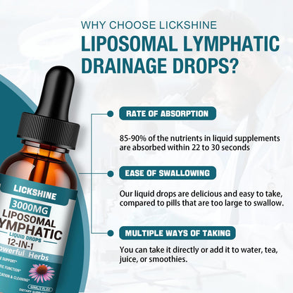 2 Packs 3000MG Liposomal Lymphatic Drainage Drops, 12 in 1 Organic Lymphatic Drainage Supplements with ElderBerry, Burdock Root, Cleavers Herb & Echinacea, Lymphatic Cleanse Immune Support, 4 Fl oz lickshine buy supplements Au