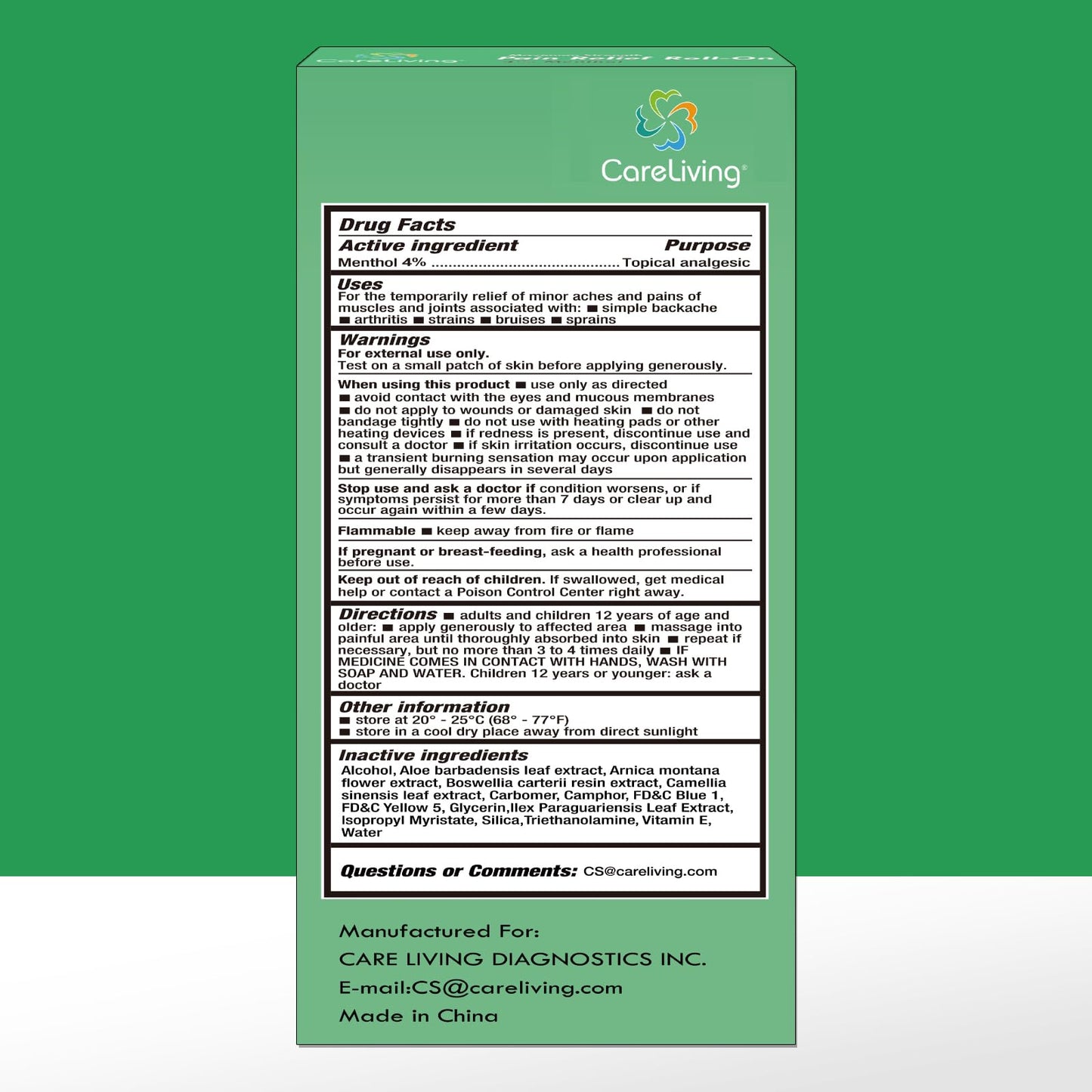 CARELIVING Roll On Pain Relief for Knee, Neck, Joint, Shoulder, Arthritis Pain Reliever, Sore Muscle Relief, Roll On Menthol Gel 2.5 Fl Oz (Pack of 2) CARELIVINGBuy Supplements Australia