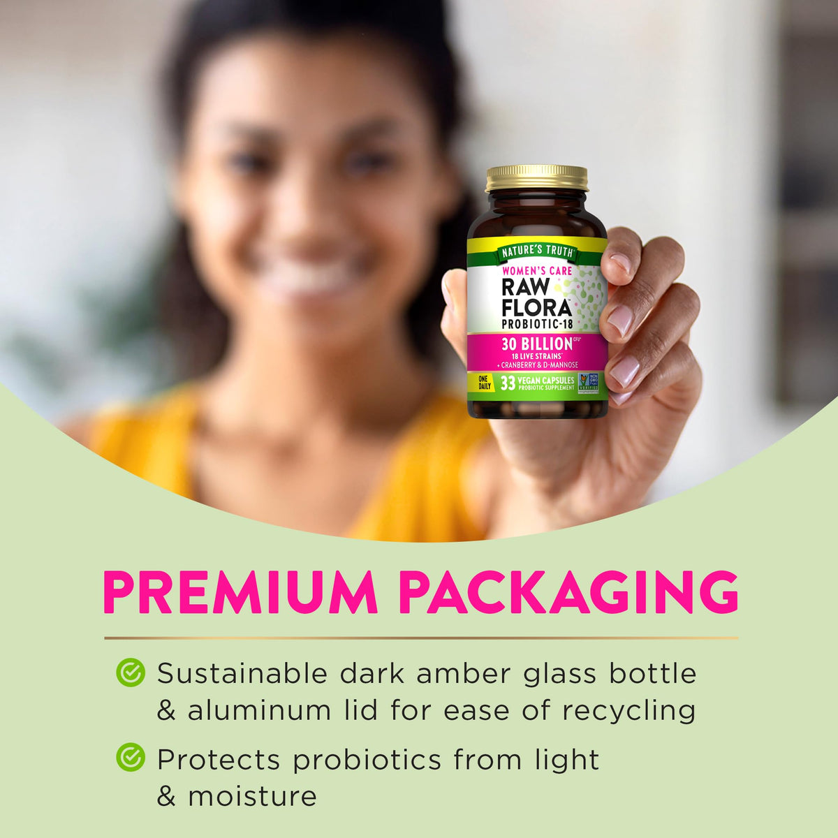 Raw Flora Probiotics for Women | 30 Billion CFU | 33 Capsules | with Cranberry and D-Mannose | Vegan, Non-GMO & Gluten Free Supplement Nature's Truth buy supplements Au