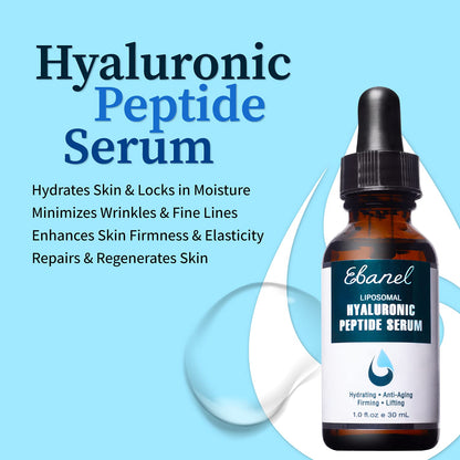 Ebanel Bundle of Hyaluronic Acid Serum, and Exfoliating Face Scrub Peeling Gel, 4.12 Oz