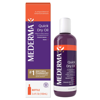 Mederma Quick Dry Oil, Scar and Stretch Mark Treatment, Helps to Improve the Appearance with Natural Botanical Extracts, Paraben Free, Fast-Absorbing, 3.4oz (100ml) MedermaBuy Supplements Australia