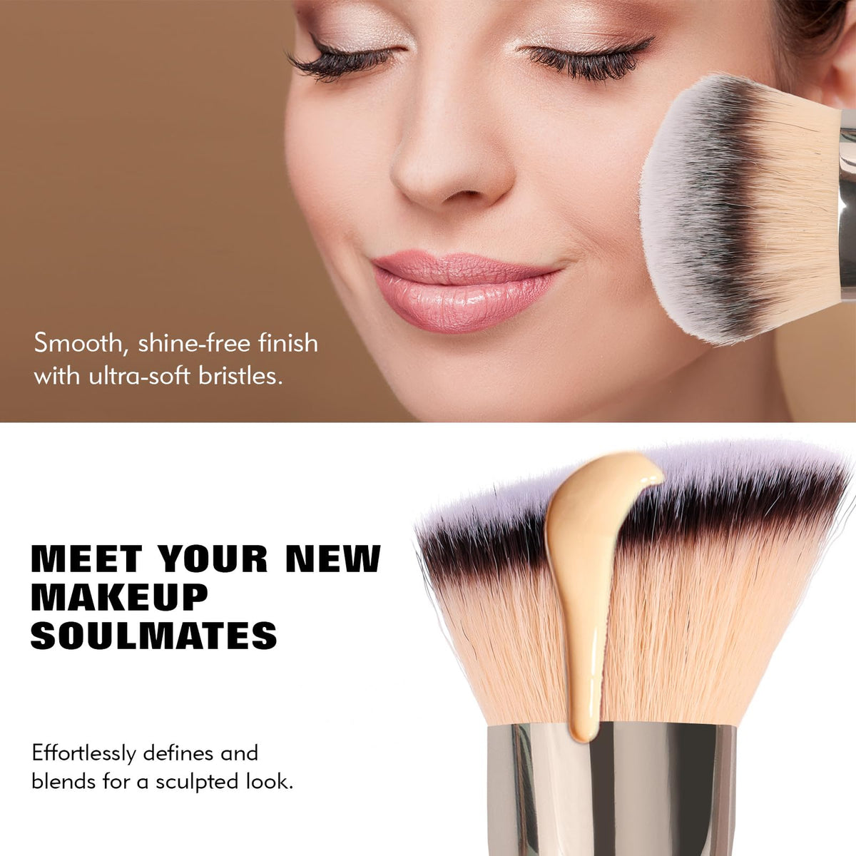 Dual-Ended Foundation Brush: Round & Angled Pro-Grade makeup brushes, 100% Vegan Synthetic Makeup Brush for Flawless Blending and Application of Liquid, Powder, Cream, Blush dpollaBuy Supplements Australia