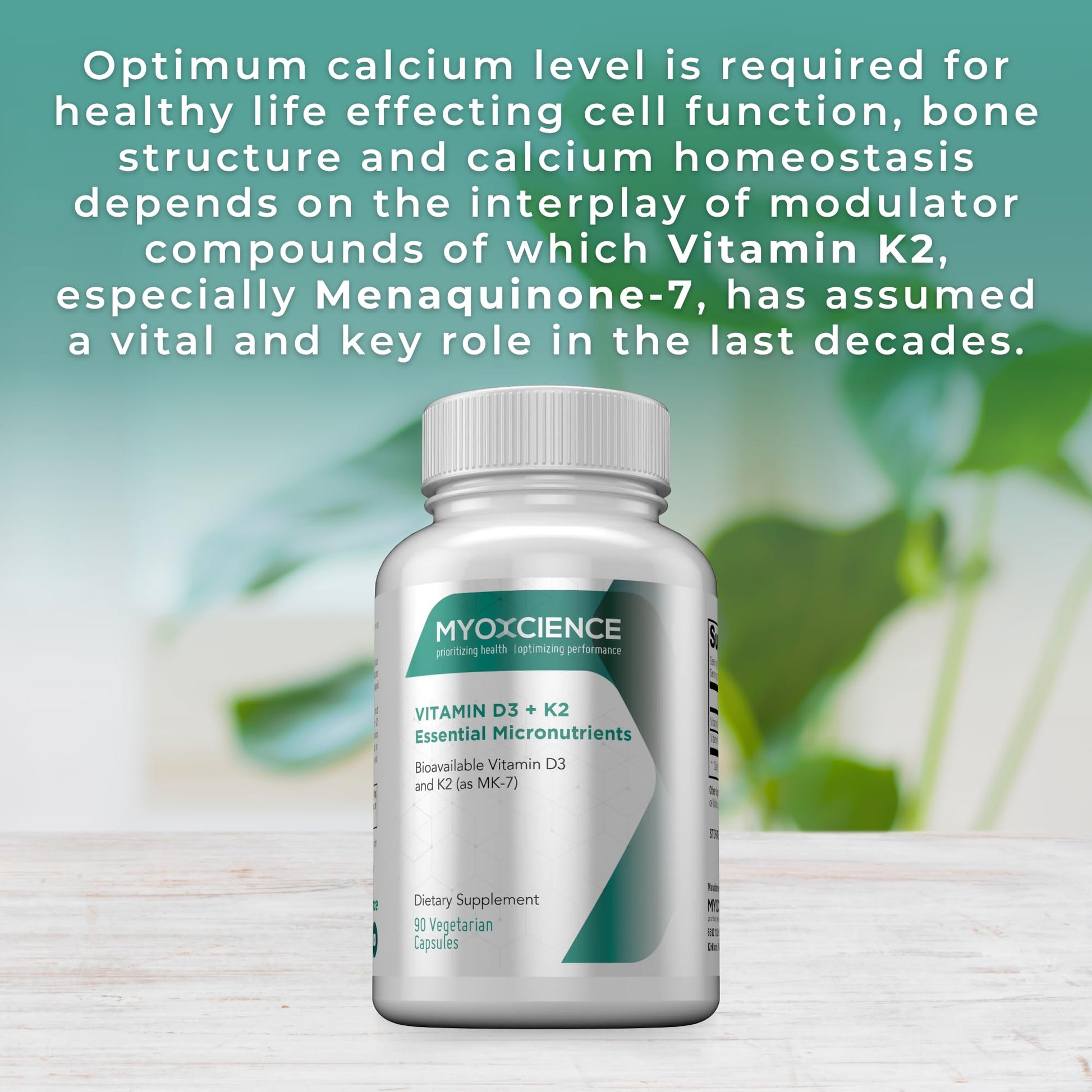 MYOXCIENCE Vitamin D3 + K2 Essential Micronutrients | Vitamin D3 5,000 IU | Vitamin K2 as MK-7 90 mcg (90 Vegetarian Capsules) MYOXCIENCE buy supplements Au