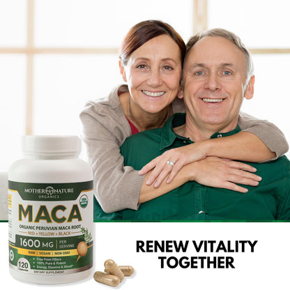 Powerful Maca Blend for Men – Black, Red & Yellow Maca Capsules | Supports Energy, Stamina & Endurance | Promotes Hormonal Balance & Vitality Mother Nature Organics Superfoods for Organic Living buy supplements Au