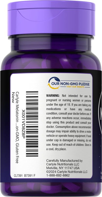 Carlyle Melatonin 12 mg Fast Dissolve 300 Tablets | Drug Free | Natural Berry Flavor | Vegetarian, Non-GMO, Gluten Free