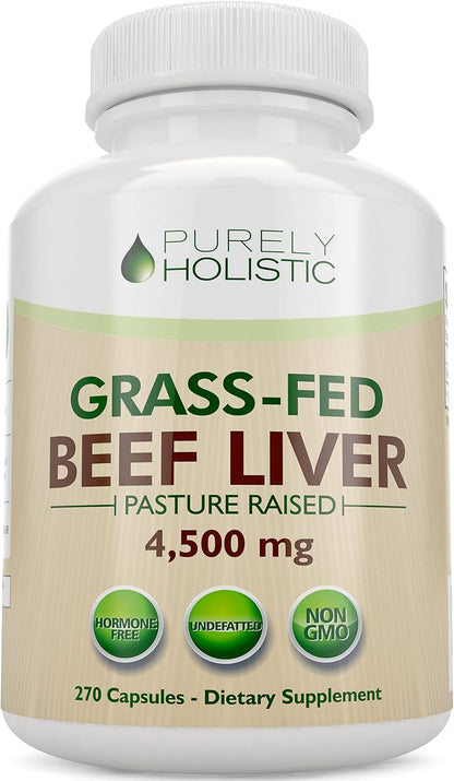 Grass Fed Beef Liver Capsules, 750mg Per Capsule, Energy Support, 270 Ct | Pasture-Raised Hormone-Free and Non-GMO Beef Liver Supplement, Desiccated Ancestral Organ Supplements for Men and Women