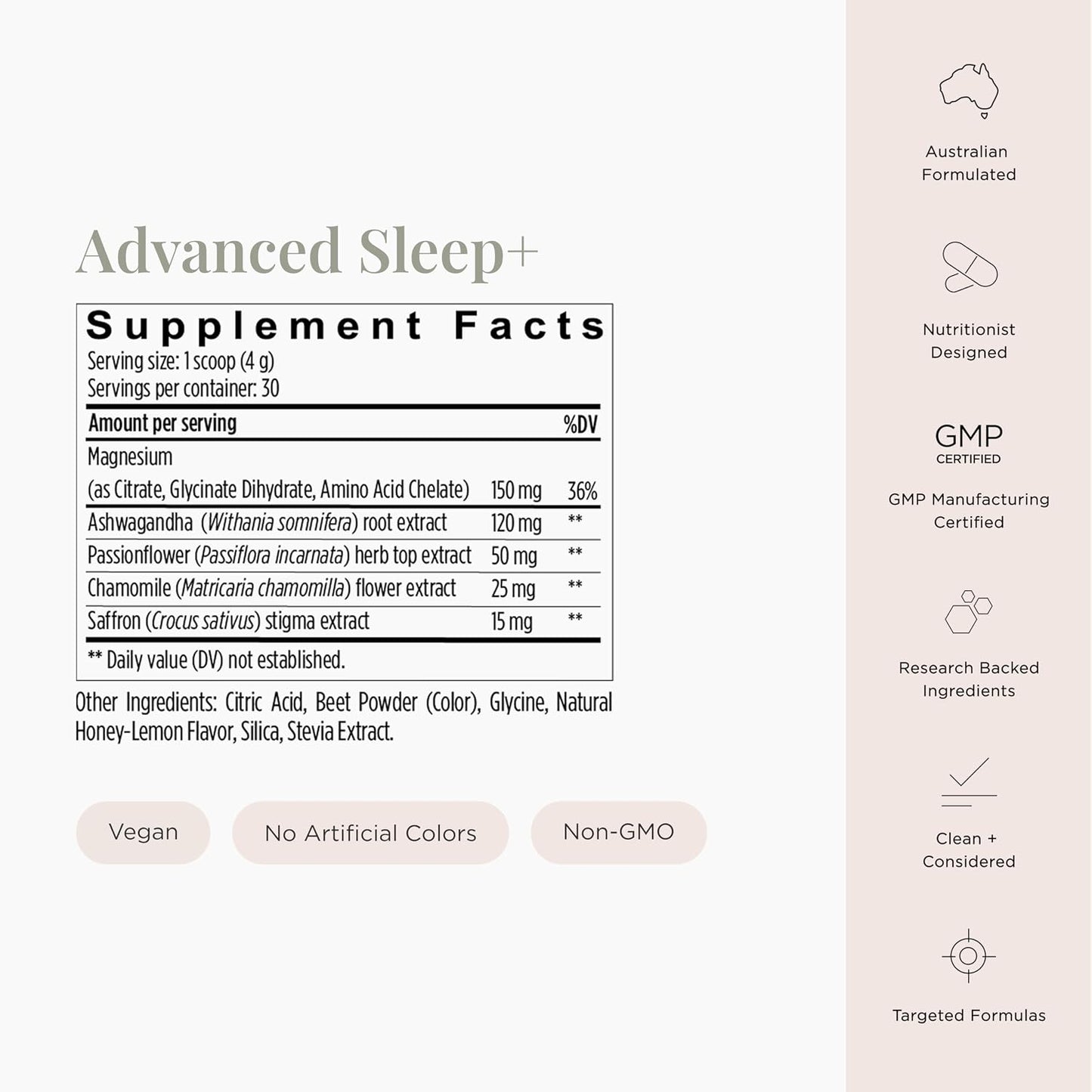 JSHealth Advanced Sleep Plus Powder - Sleep Aid with Precision-Dosed Passionflower, Ashwagandha & Magnesium Glycinate Dihydrate - Sleep Supplement for Adults - Delicious Honey-Lemon Flavor, 30 Serv