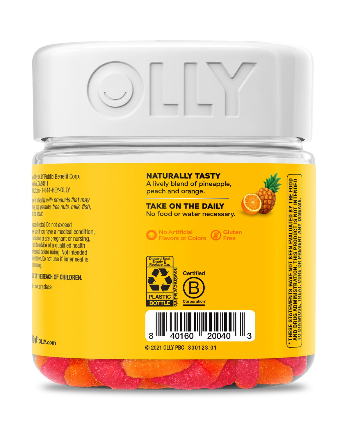 OLLY Hello Happy Gummy Worms, Mood Support Gummies For Adults,* Saffron Extract, Vitamin D, Tropical Zing Flavored, 30 Day Supply - 60 Count
