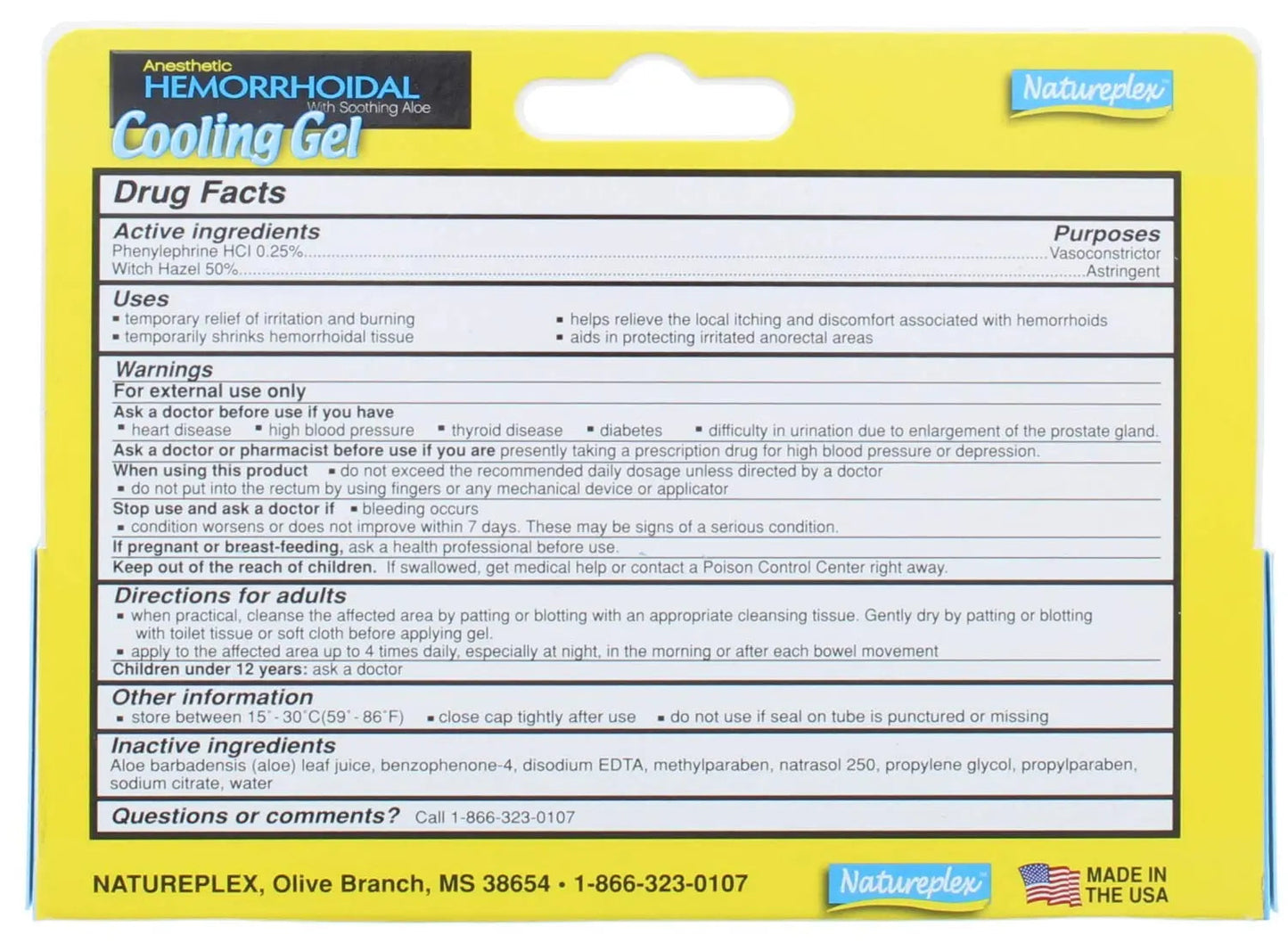 Natureplex Anesthetic Hemorrhoidal Cooling Gel 0.9 oz (2 Pack) – Witch Hazel & Phenylephrine, Soothing Aloe Formula for Temporary Itching, Burning & Swelling Relief - Made in USA NatureplexBuy Supplements Australia