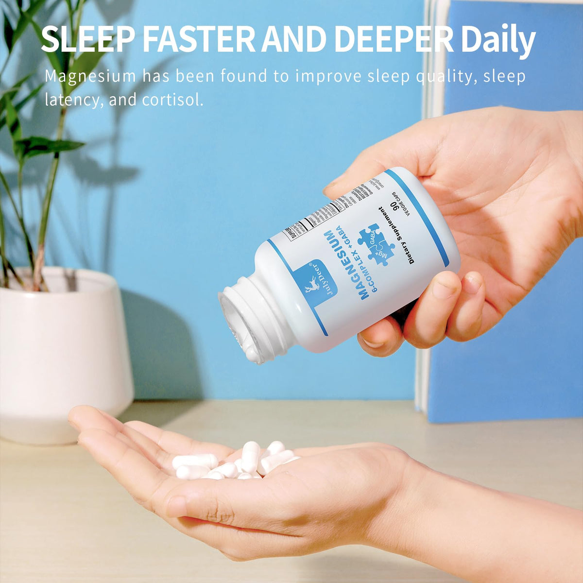 JulyDeer Sixfold Magnesium Complex | 350mg of Magnesium Glycinate, Malate, Citrate, Taurine, Oxide, Mg+ for Muscles,Nerves,& Energy, GABA Sleep Support | High Absorption | Vegan | 90 Capsules Risabou buy supplements Au