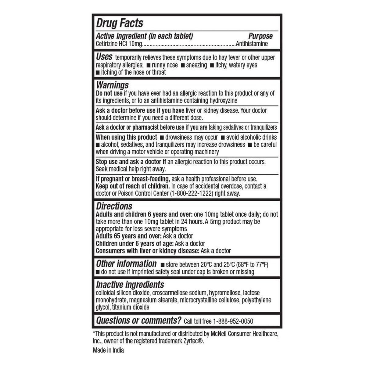 HealthA2Z® Allergy Relief, Cetirizine 10mg, Dye-Free Formula, 24-Hour Antihistamine, Indoor & Outdoor Allergy Relief, 500 Tablets HealthA2Z buy supplements Au