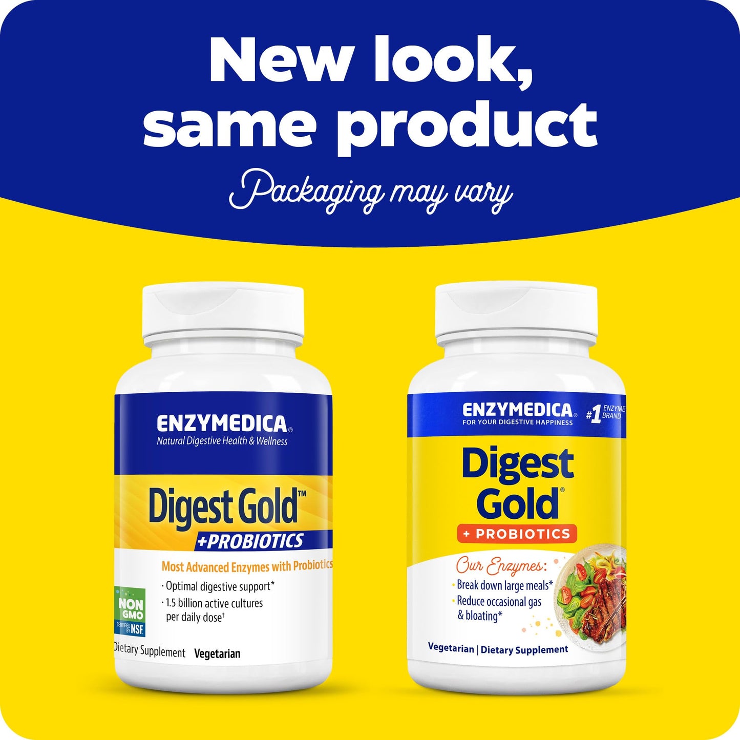Enzymedica Digest Gold + Probiotics - Digestive Enzyme Supplement for Women & Men, Enzyme and Probiotic Capsules for Digestion, Gut Health Support, Helps Gas & Bloating, Vegetarian - 45 Caps