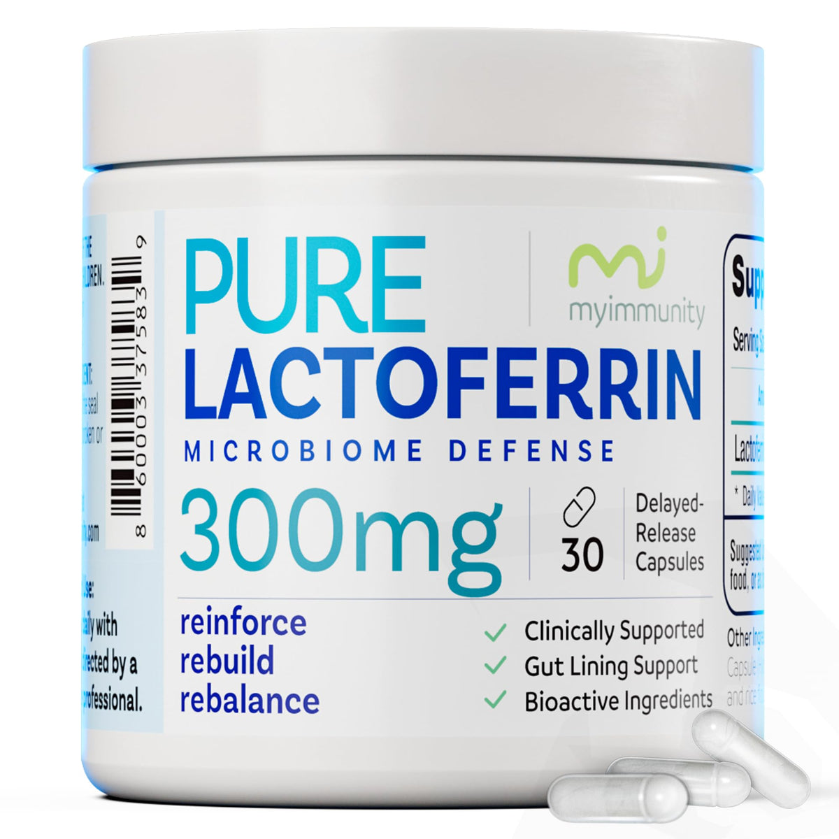 Lactoferrin 300mg Delayed Release Capsules - MyImmunity Premium Immune Support Supplement with Iron Absorption - Freeze Dried, Non-GMO, Gluten Free, Vegetarian - 30 Count (1 Month Supply) MyImmunity buy supplements Au
