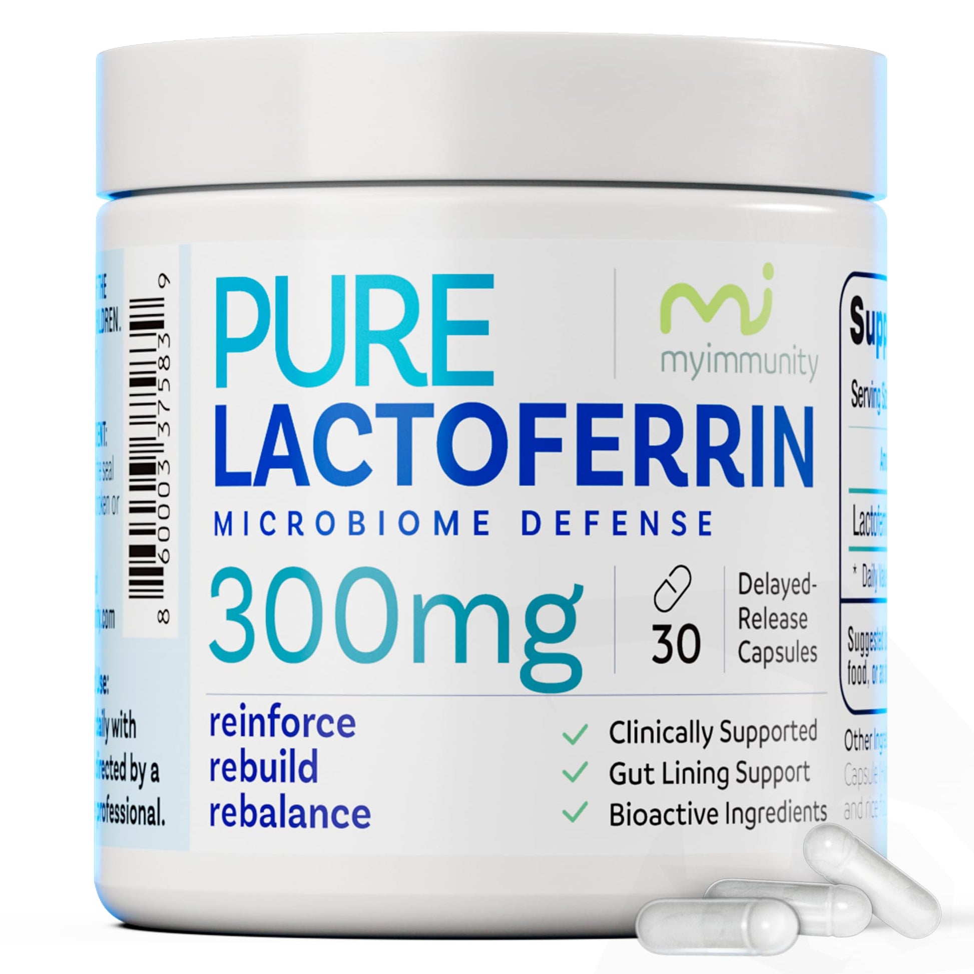 Lactoferrin 300mg Delayed Release Capsules - MyImmunity Premium Immune Support Supplement with Iron Absorption - Freeze Dried, Non-GMO, Gluten Free, Vegetarian - 30 Count (1 Month Supply) MyImmunity buy supplements Au