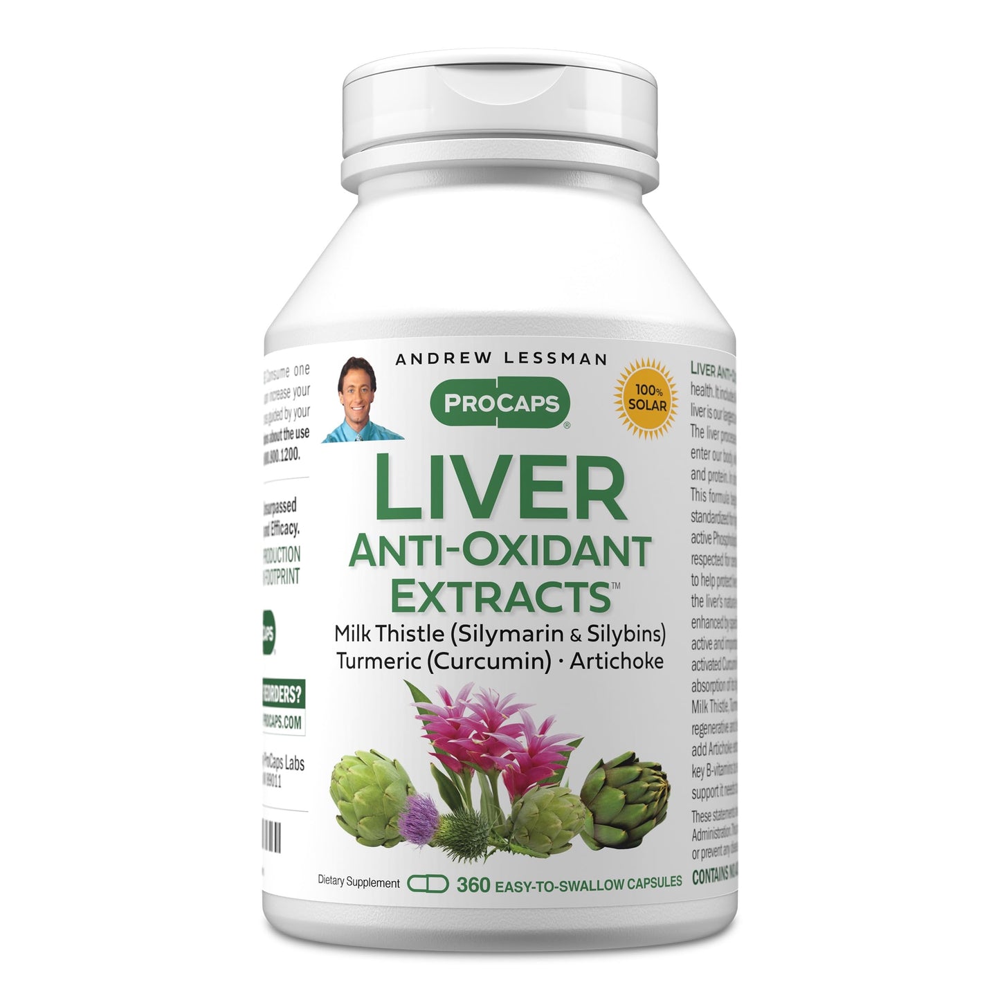 Andrew Lessman Liver Anti-Oxidant Extracts 60 Capsules | Milk Thistle & Curcumin phospholipid complexes for enhanced absorption. Includes Artichoke & B Vitamins.