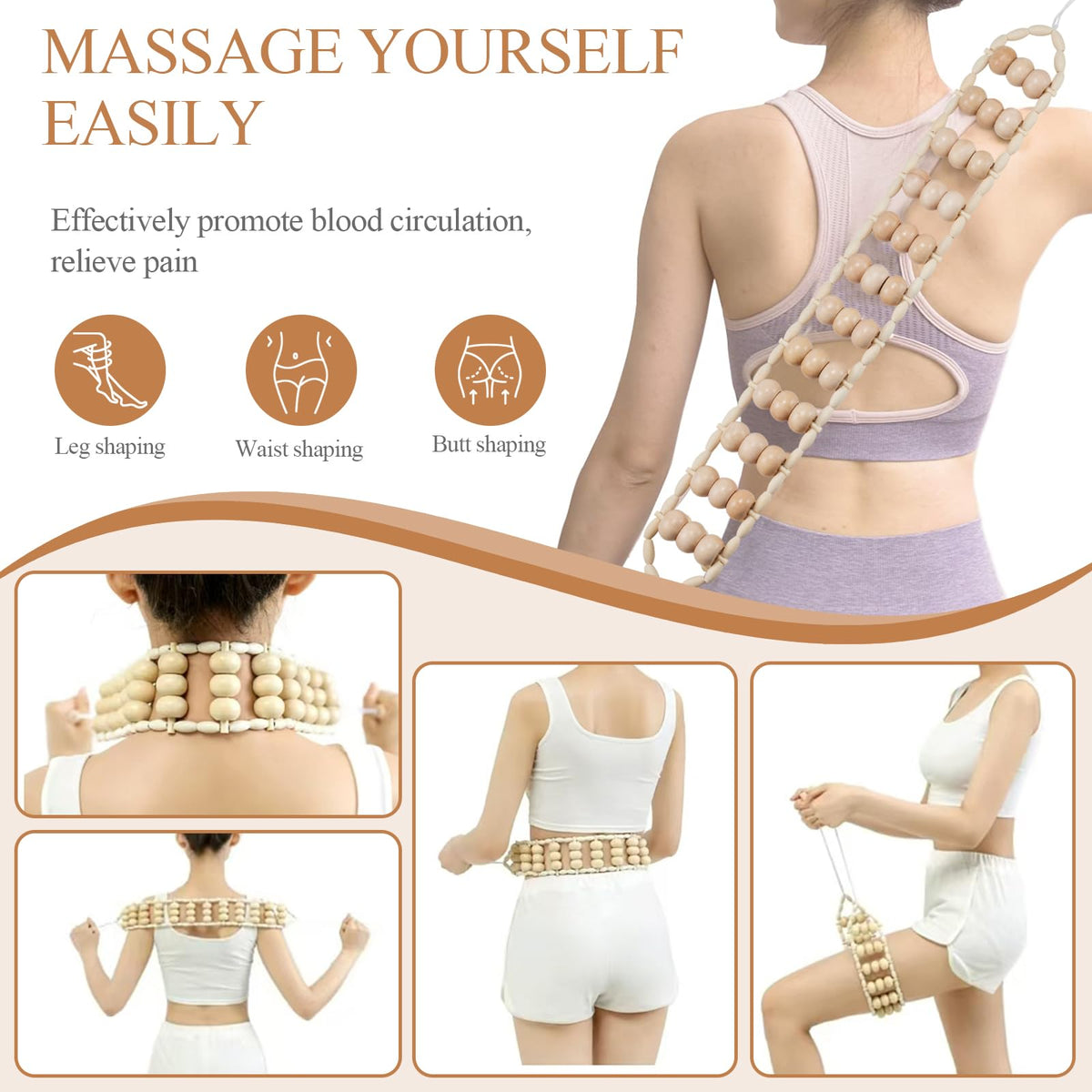 Dukucr 3Pcs Wood Therapy Massage Tools Lymphatic Drainage Massager Wooden Massager Body Sculpting Tools for Maderoterapia,Anti-Cellulite,Pain Relief(3-in-1 Massager) Dukucr buy supplements Au
