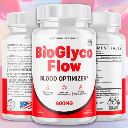 (3 Pack) BioGlyco Flow Blood Optimizer Capsules, Official BioGlyco Flow Pills with All Natural Ingredients, Advanced Health and Wellness Supplement with Maximum Strength Multivitamins (180 Capsules) MJO buy supplements Au